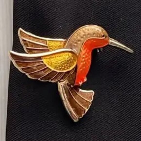 Brooch Hummingbird Enamel Pin Stylish Nature Glam Bird Colorful Trendy Stunning - Picture 2 of 3